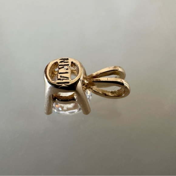 14k Solid Gold 6mm Brilliant Cut CZ Pendant - Picture 6 of 15